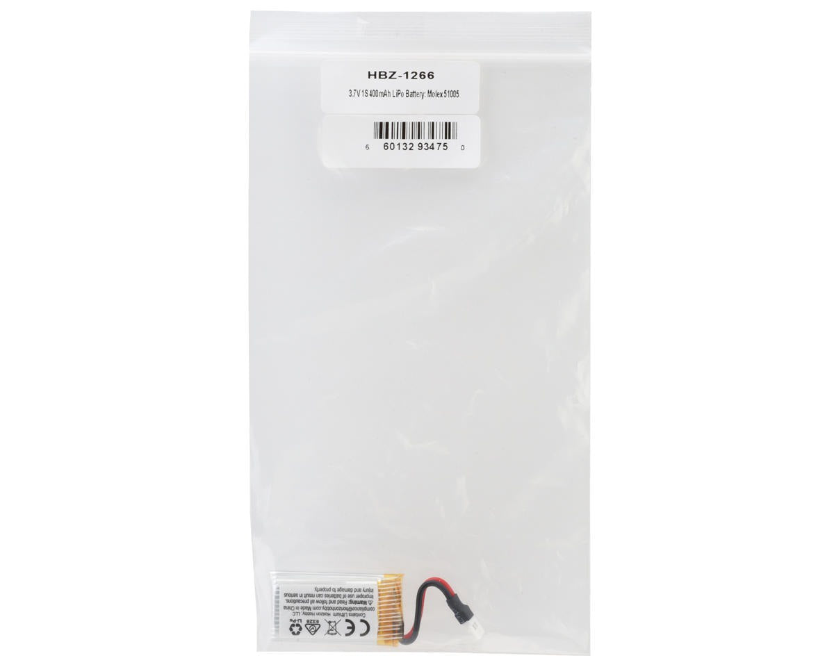3.7V 1S 400mAh LiPo Battery with Molex 51005 Connector (HBZ-1266)
