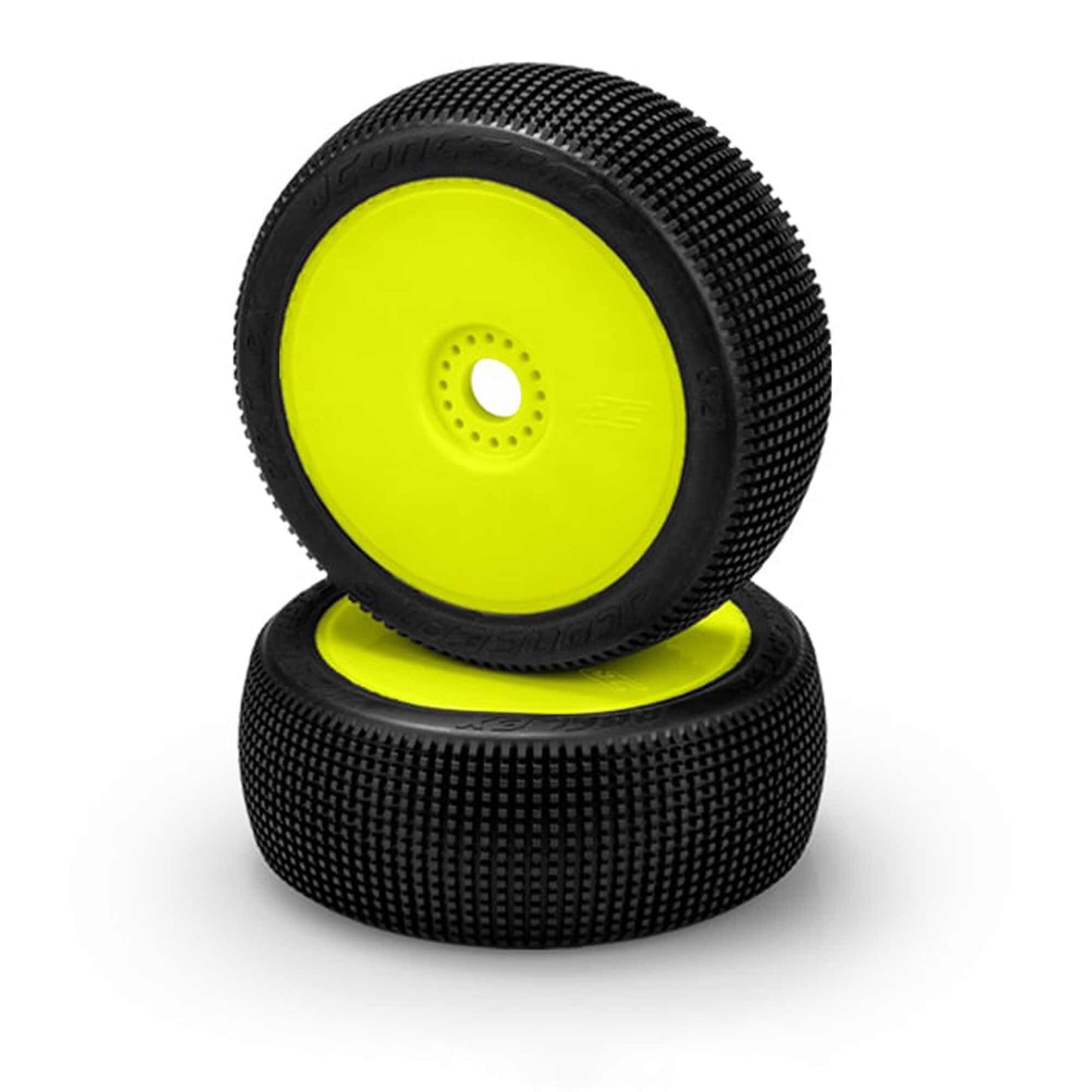 1/8 Reflex 83mm Pre-Mounted Buggy Tires with Yellow Wheels (Green Compound) (JCO3121-22)