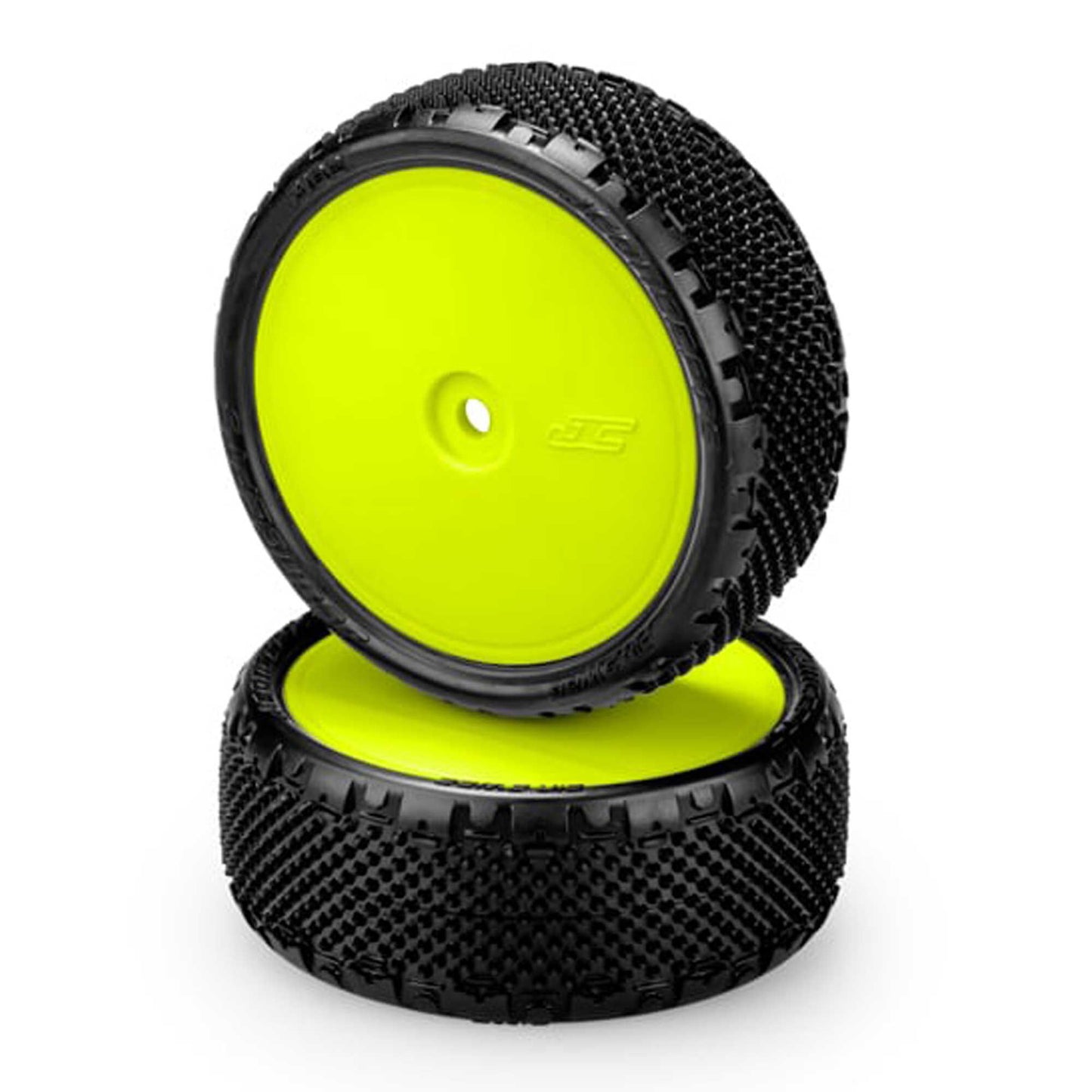 1/10 Pin Swag 2.2" Pre-Mounted 4WD Front Buggy Tires (Yellow Wheels, Pink Compound) (JCO3182201011)