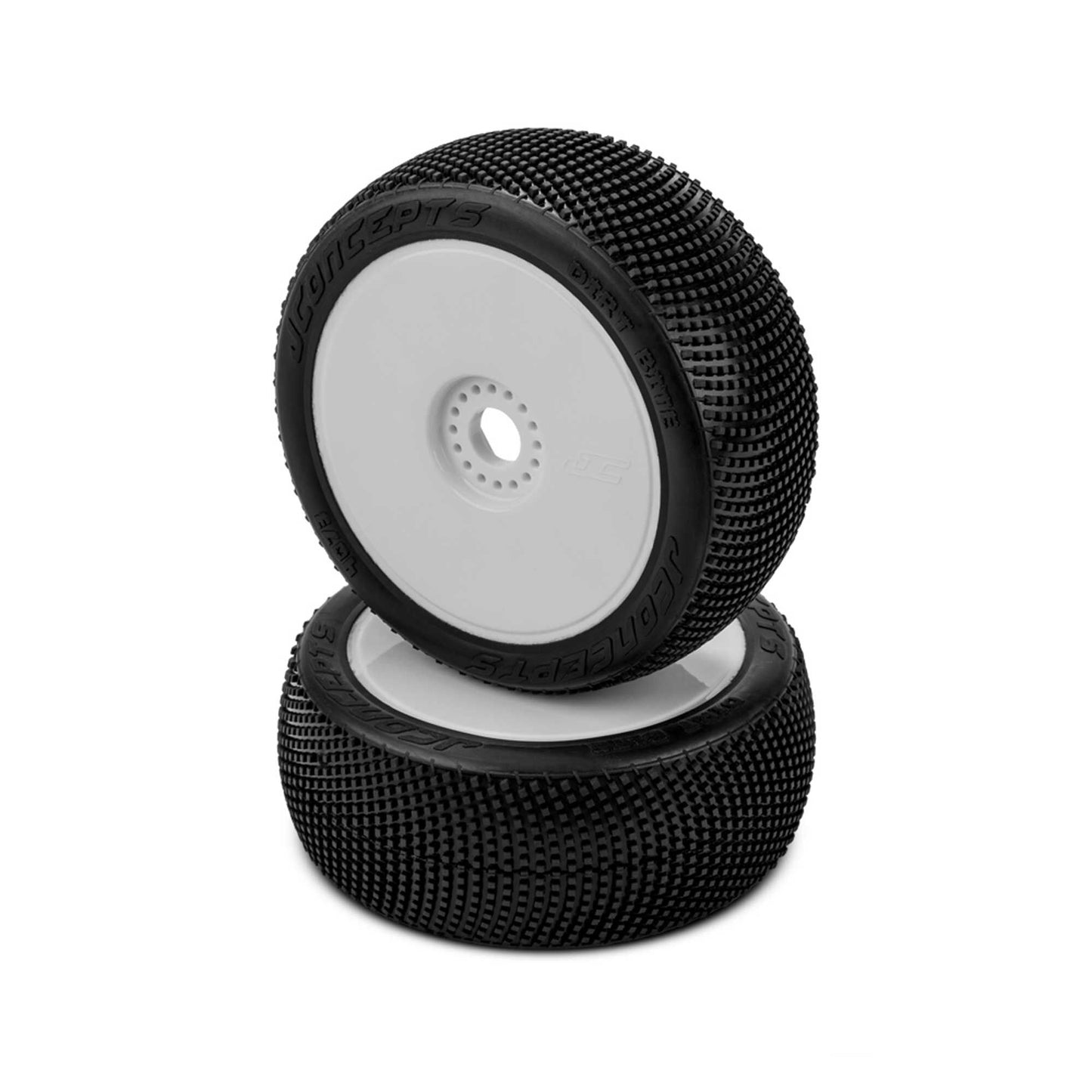 1/8 Dirt Bite 83mm Pre-Mounted Buggy Tires with White Wheels (JCO4073-12)
