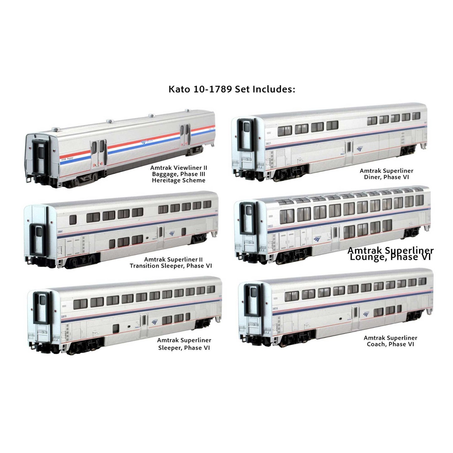 N Amtrak Superliner Phase VI 6-Unit Bookcase Set (KAT101789)