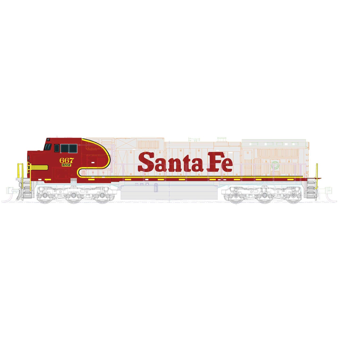 N C44-9W Locomotive BSNF Warbonnet #615 with Pre-Installed DCC and Sound (KAT176-3515-S)