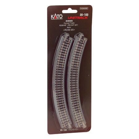 N 249mm 9-3/4 Radius Curve 45-Degree Track (Set of 4) (KAT20100)
