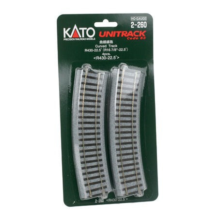 HO 430mm Radius Curve 22.5-Degree Track (4 Pieces) (KAT2260)