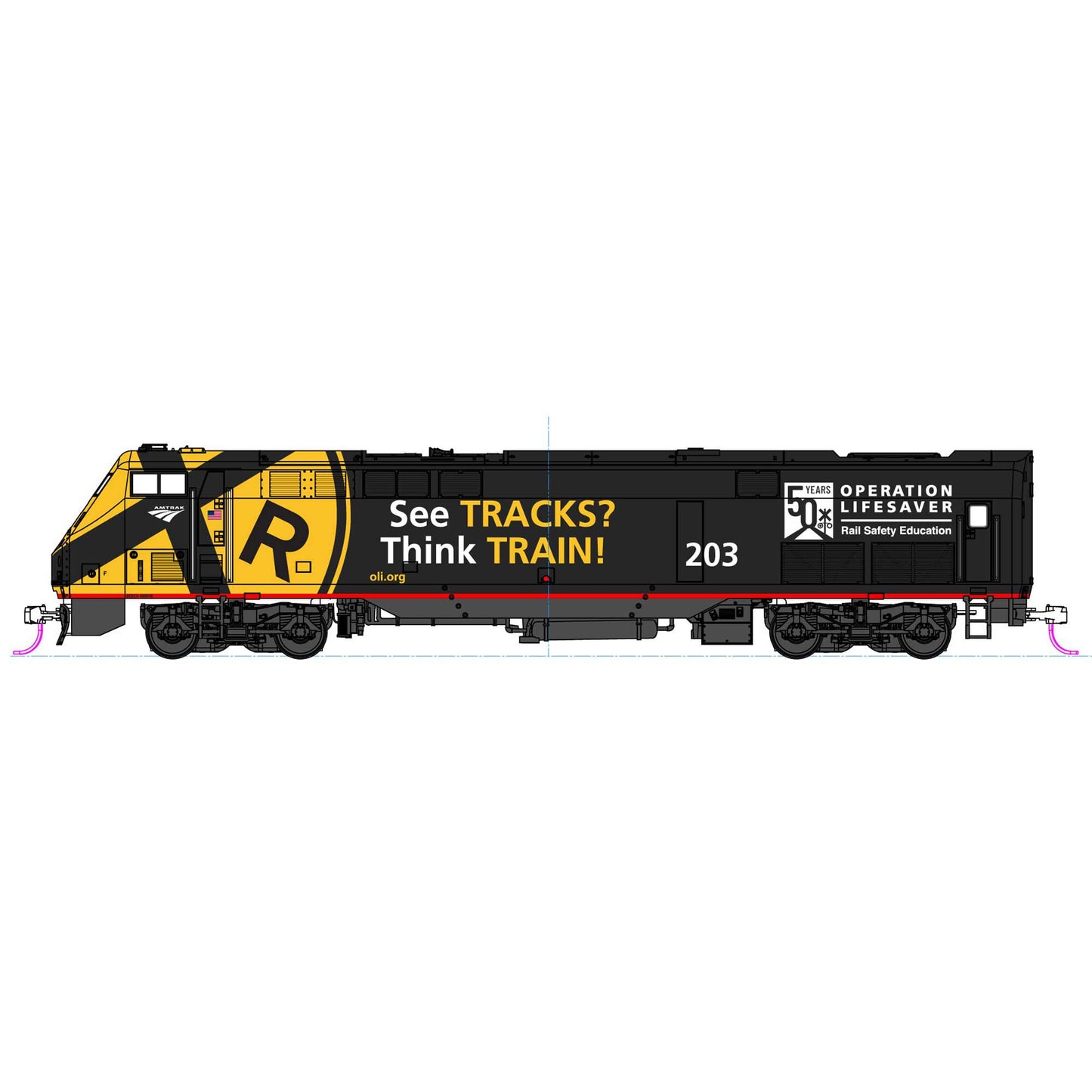 HO P42 Amtrak Locomotive Operation Lifesaver #203 (KAT376119)