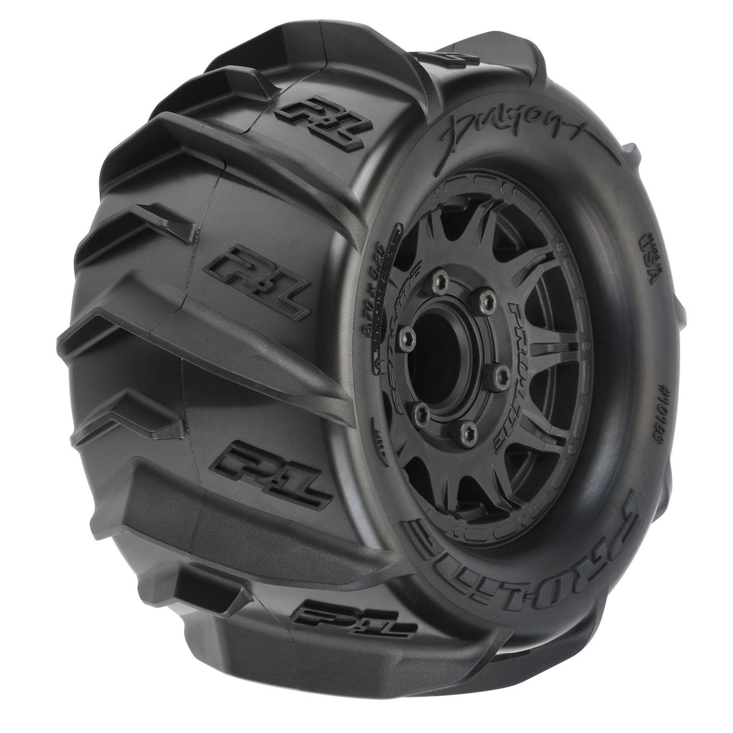 2.8" Dumont Paddle Z3 Compound Premounted Tires with 6x30 Black Raid Wheels for 1/10 Monster Truck (2) (PRO1019310)_1