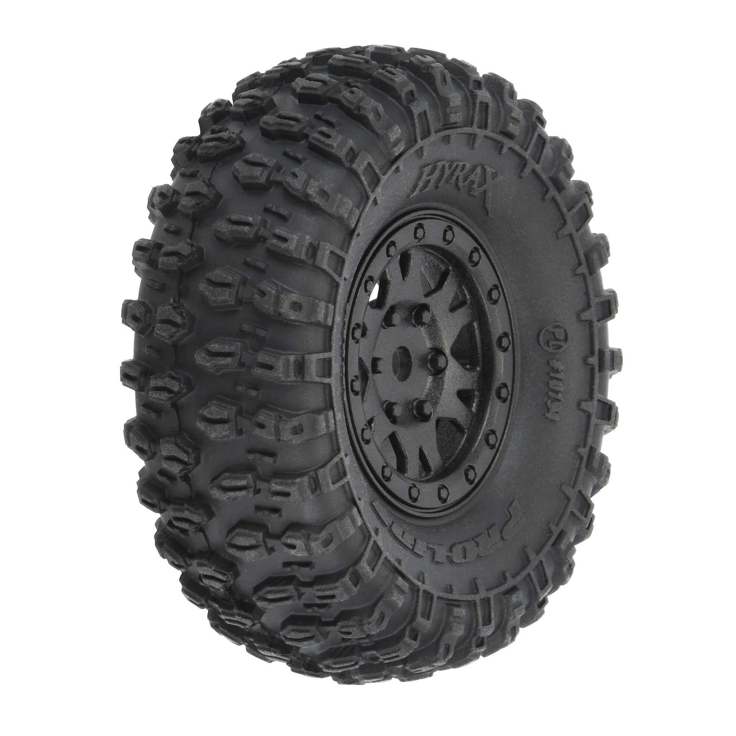 1.0" Hyrax Premounted Tires with Black Mini Impulse Beadlock Wheels for 1/24 Rock Crawler (4) (PRO1019410)_1