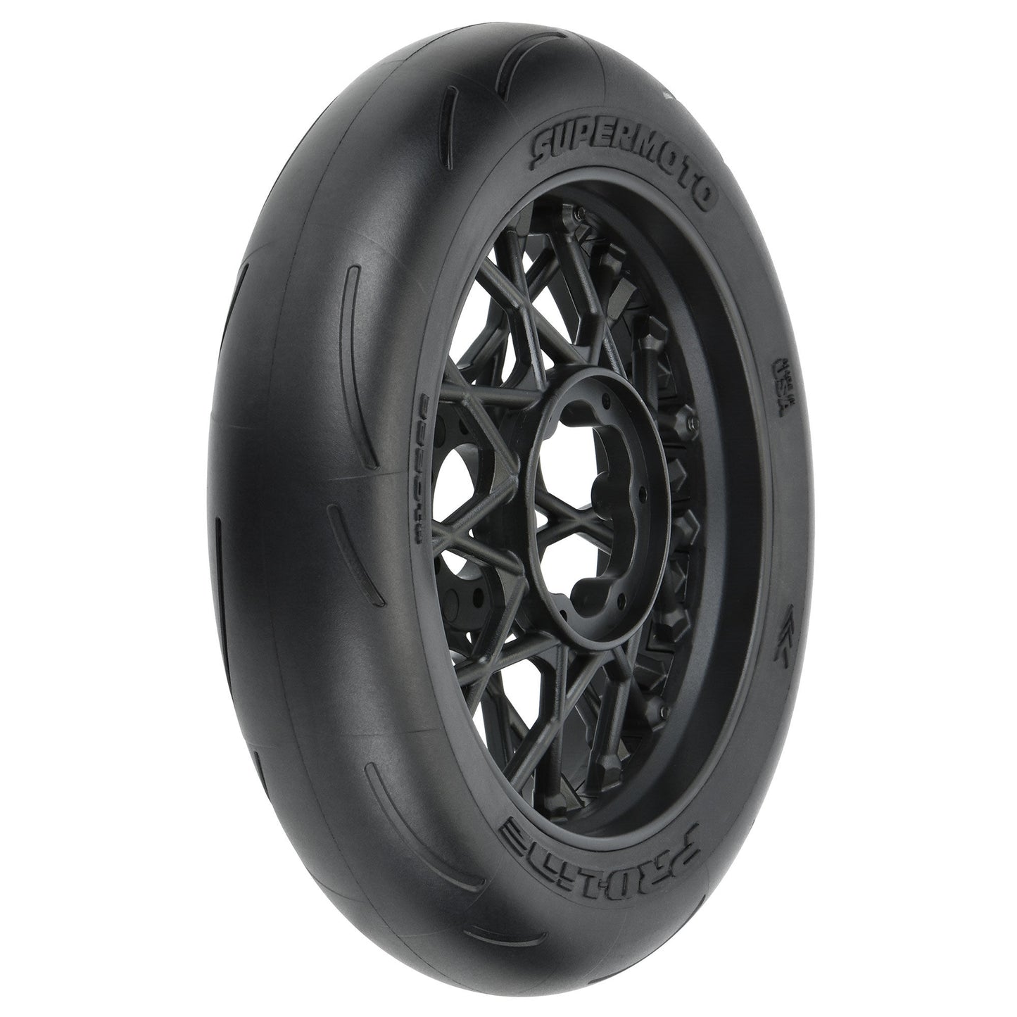 Supermoto Premounted Front Tire with Black Wheel for 1/4 Promoto-MX (1) (PRO1022210)_1