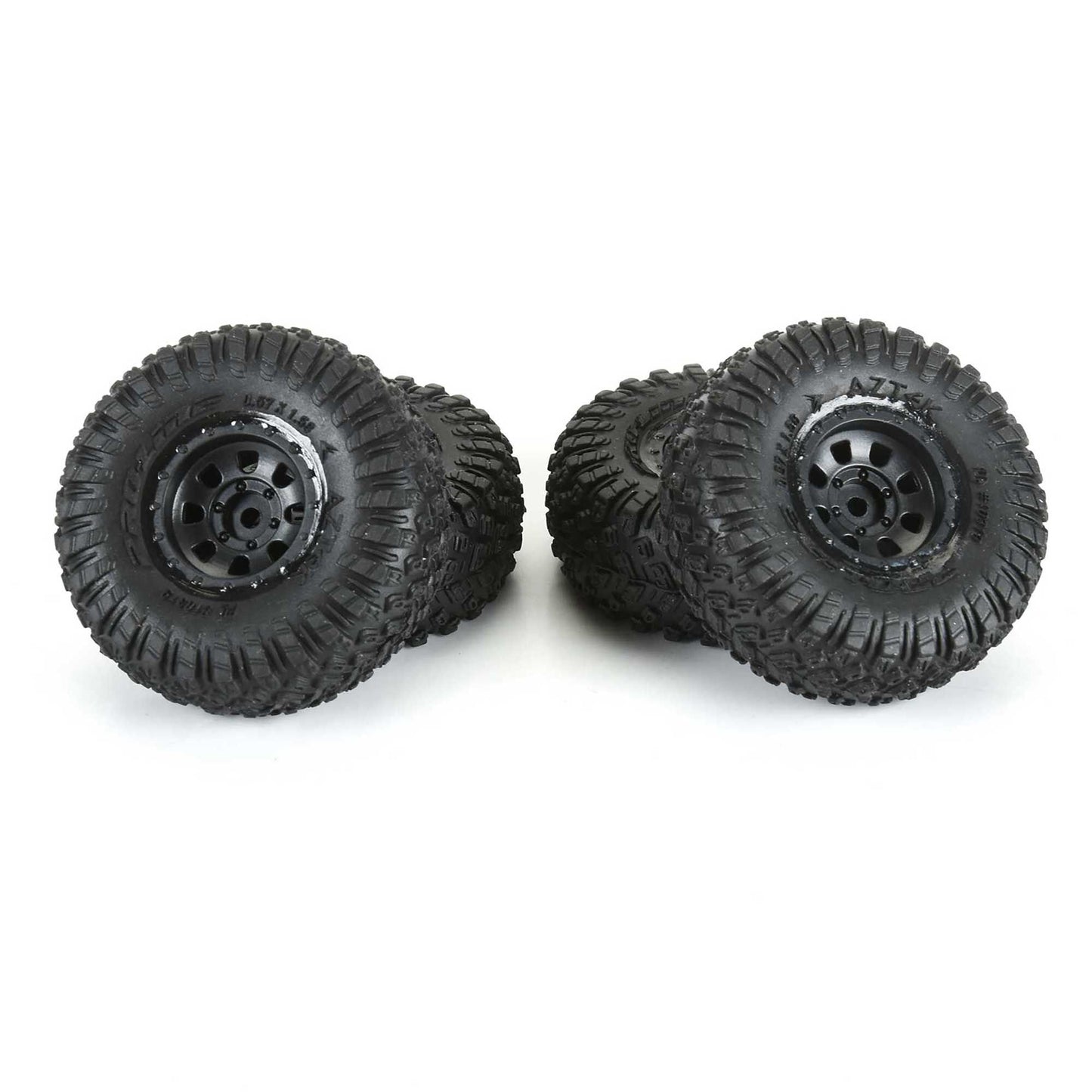 Aztek Premounted Front/Rear Tires with Black Clobber Wheels for SCX30 (4) (PRO1031910)