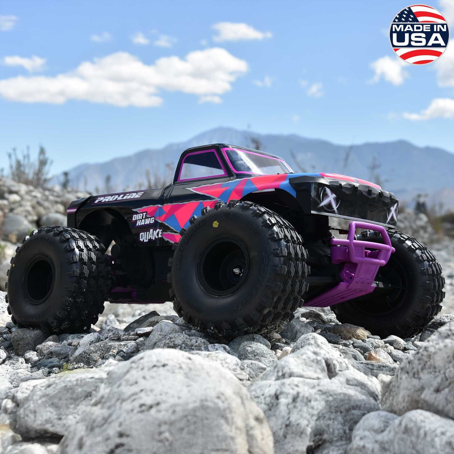 Dirt Hawg 2.0 F/R 2.6" MT Tires Mnt Whl Blk - QUAKE & GORGON (2)