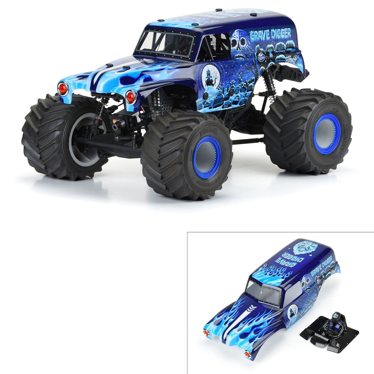 1/10 Grave Digger Ice Blue Prepainted Body for LMT (PRO359313)