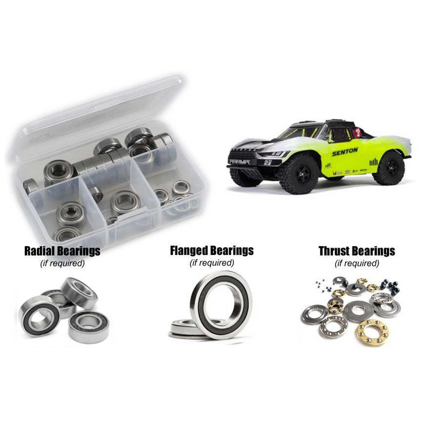 Rubber Shielded Bearing Kit for 1/10 Arrma Senton 223S BLX (RCZARA058R)