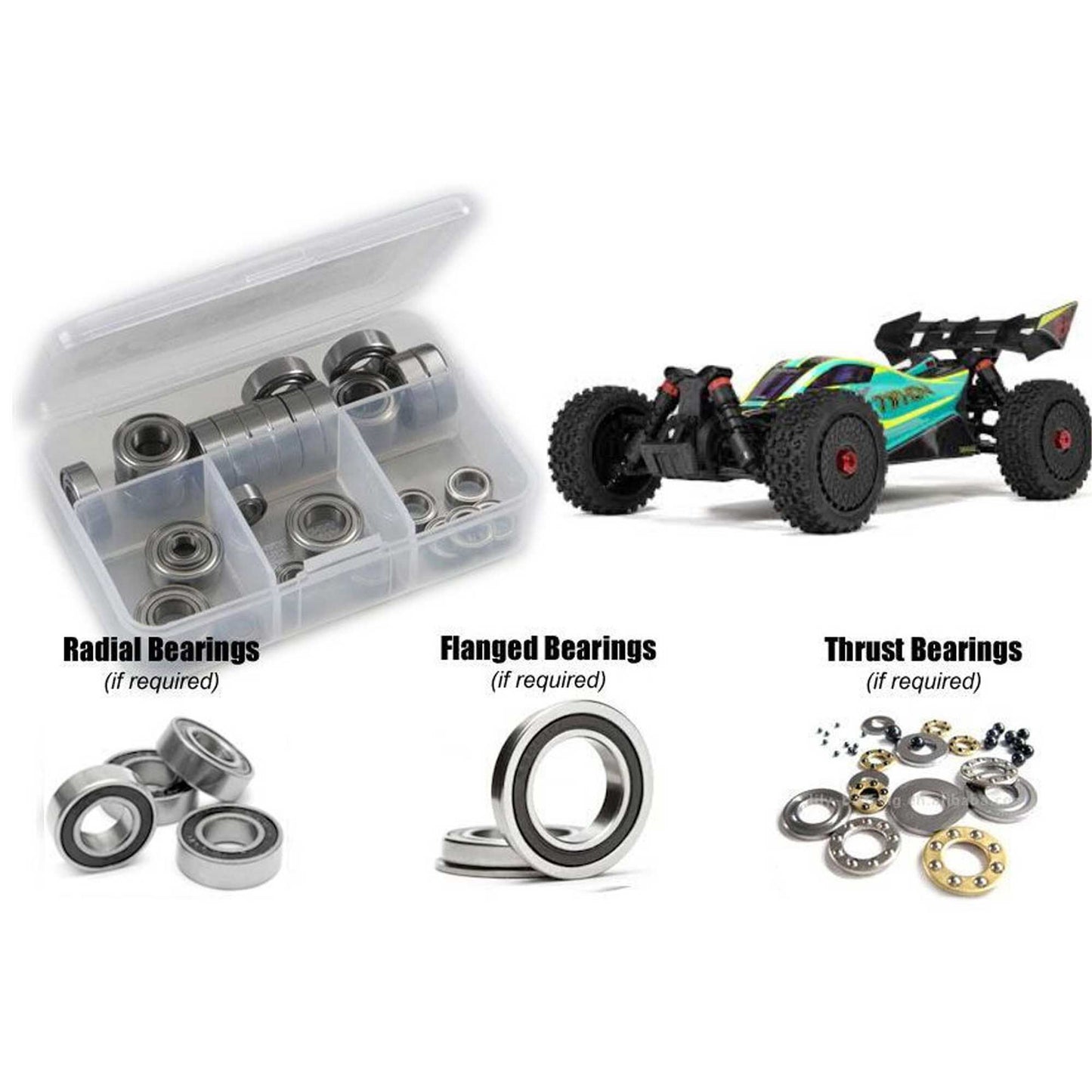 Rubber Shielded Bearing Kit for 1/8 Arrma Typhon 223S BLX (RCZARA060R)
