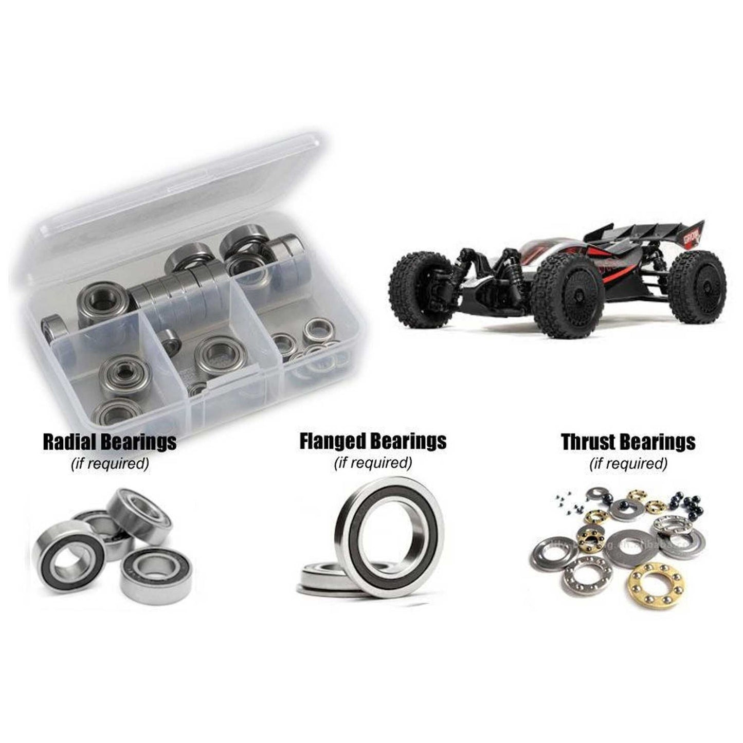 Rubber Shielded Bearing Kit for 1/14 Arrma Typhon Grom 223S BLX (RCZARA063R)