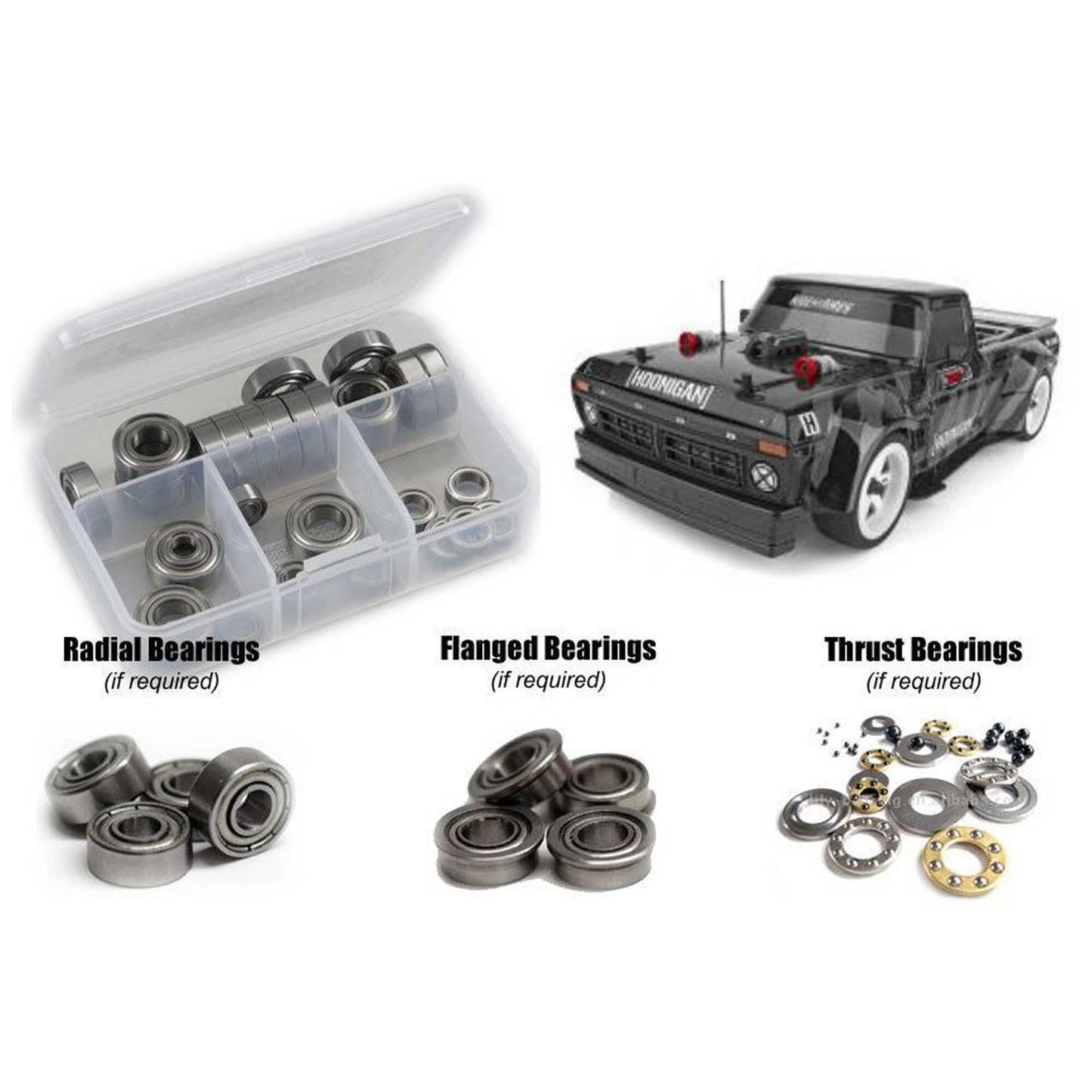 Metal Shielded Bearing Kit for 1/10 Team Associated Apex2 Hoonitruck (RCZASC126B)