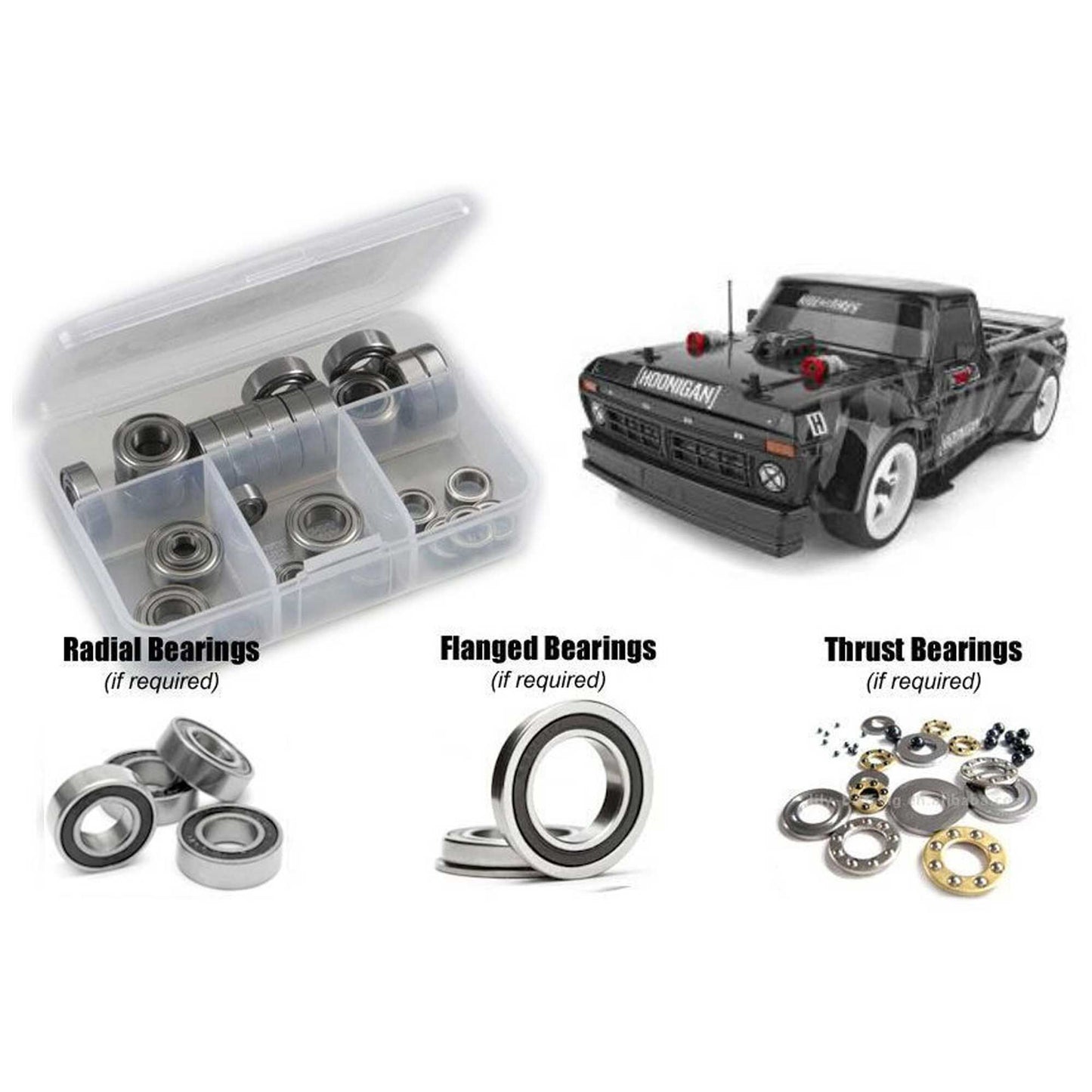 Rubber Shielded Bearing Kit for 1/10 Team Associated Apex2 Hoonitruck (RCZASC126R)