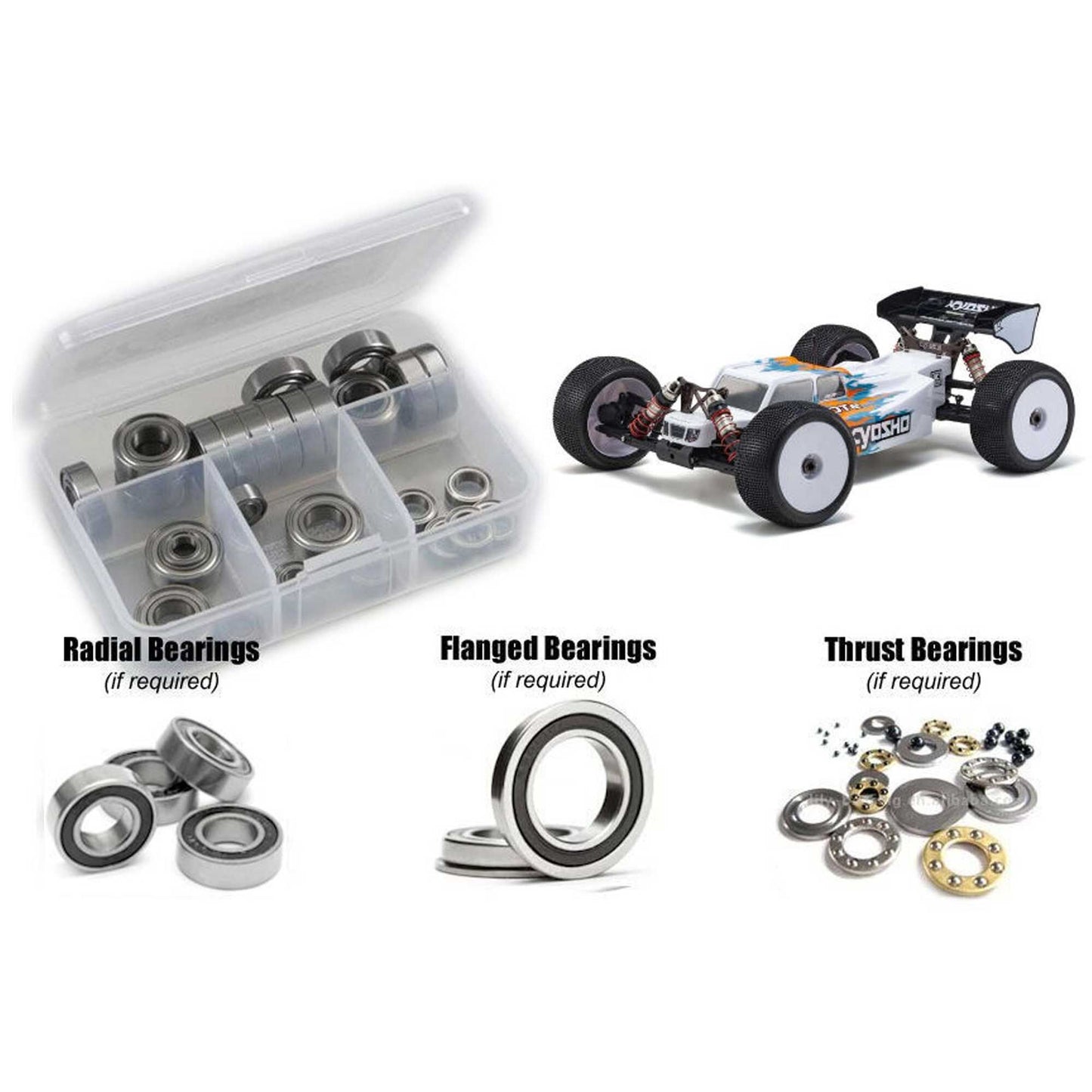 Rubber Shielded Bearing Kit for 1/8 Kyosho MP10Te Truggy (RCZKYO213R)