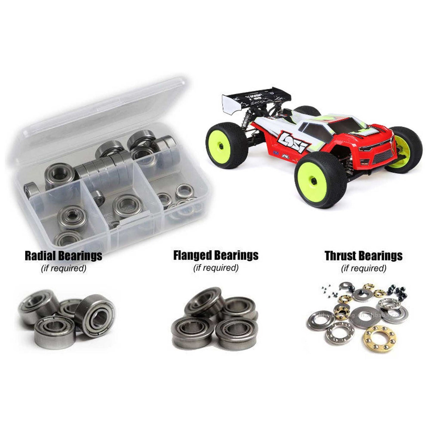 Metal Shielded Bearing Kit for 1/8 Losi 8ight-XTE 4x4 Truggy (RCZLOS145B)