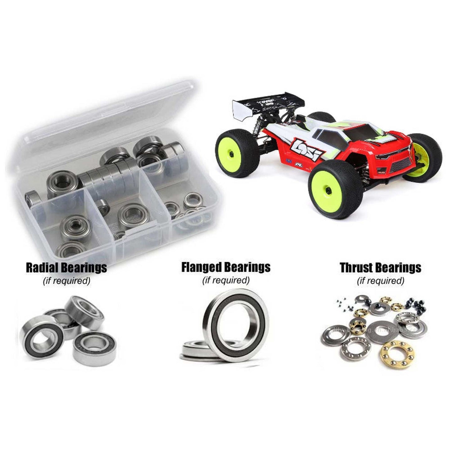 Rubber Shielded Bearing Kit for 1/8 Losi 8ight-XTE 4x4 Truggy (RCZLOS145R)
