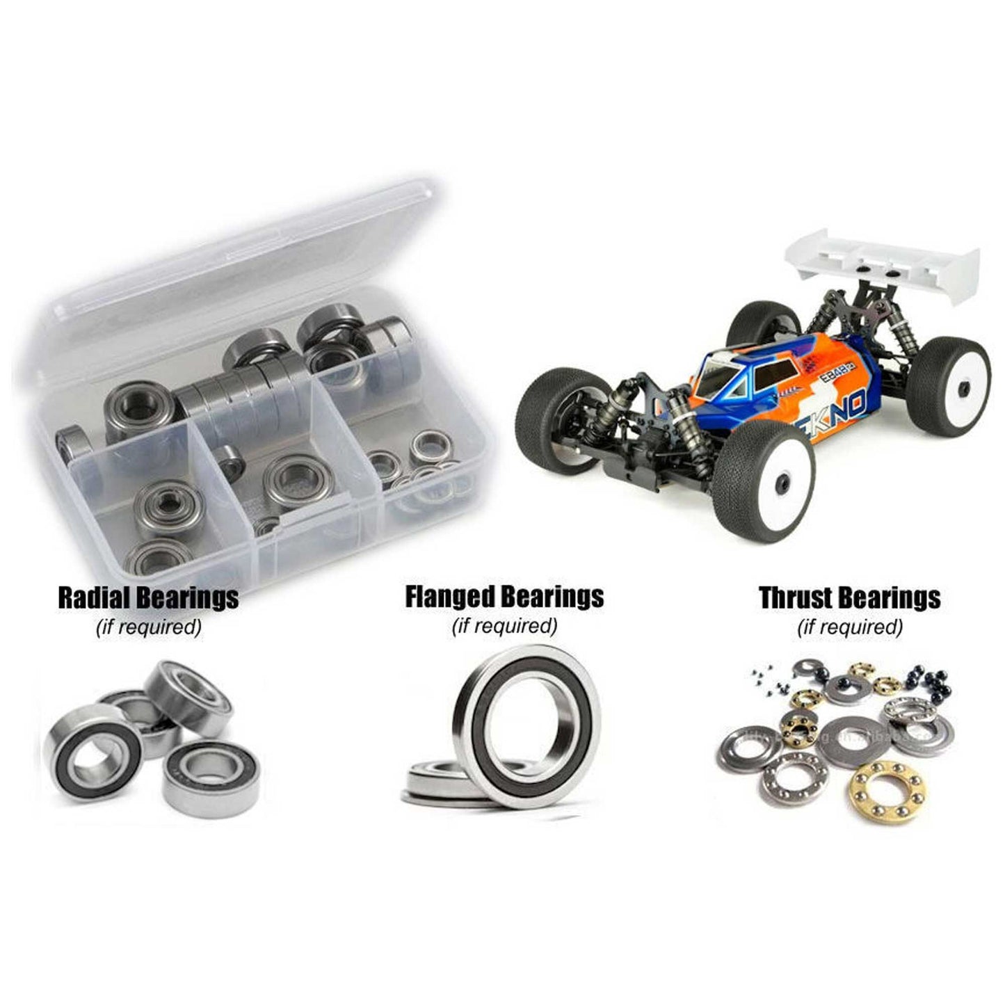 Rubber Shielded Bearing Kit for 1/8 Tekno EB48 2.1 (RCZTEK024R)