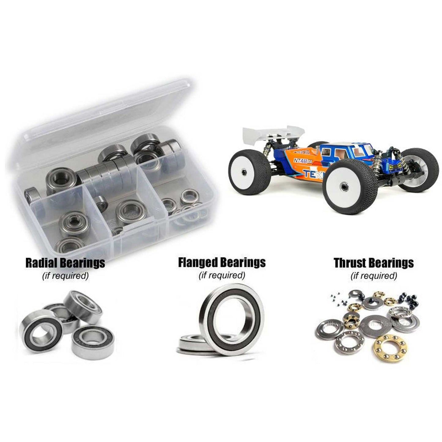 Rubber Shielded Bearing Kit for 1/8 Tekno NT48 2.0 (RCZTEK026R)