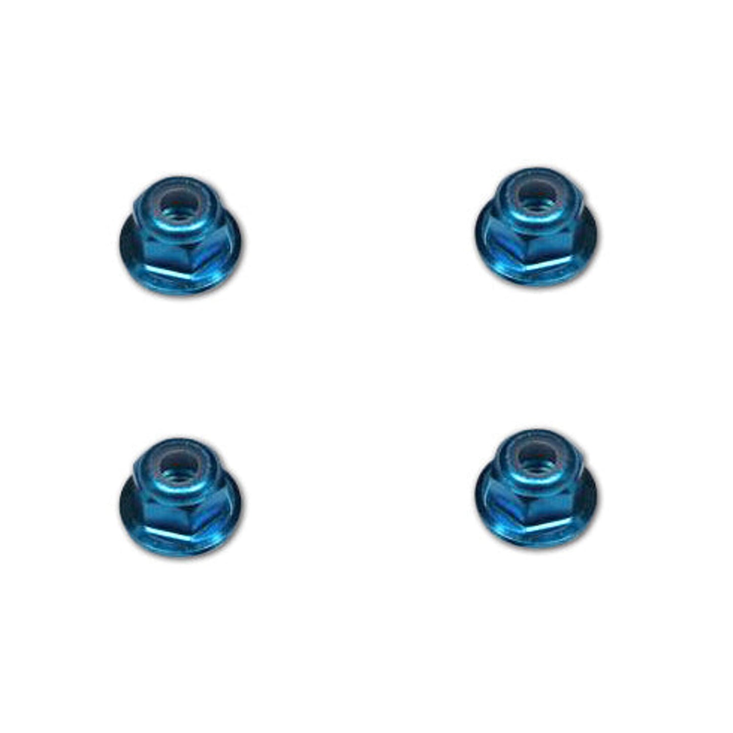 4mm Aluminum Flanged Nylon Insert Locknuts Blue (4 Pack) (RER02190B)