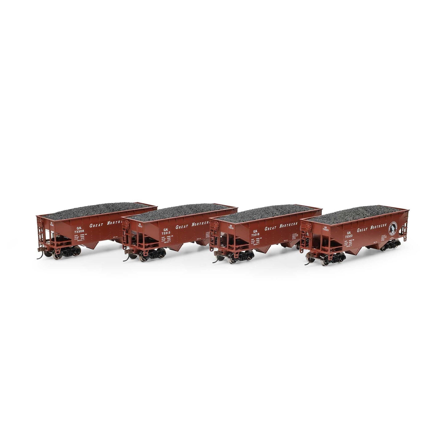 HO 34' 2-Bay Offset Hopper with Coal Load GN #73308 #73313 #73318 #73323 (RND-1028)