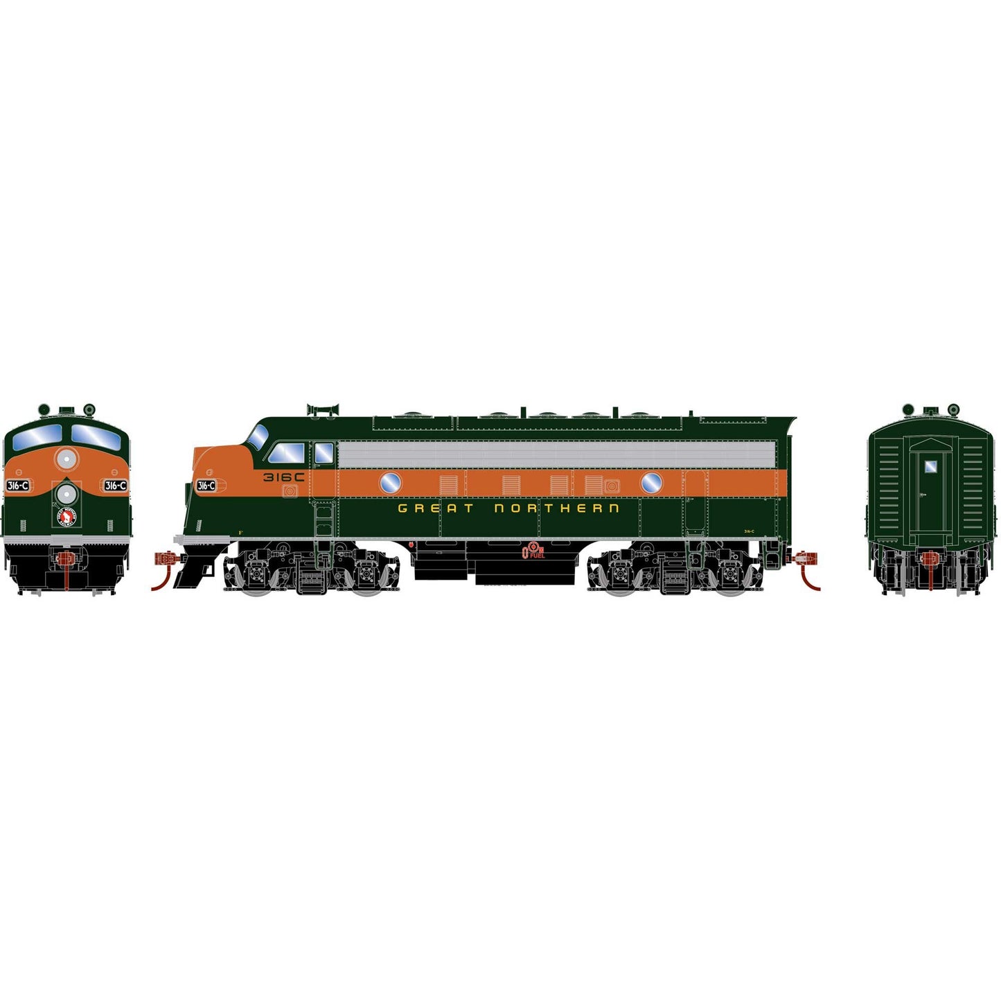 HO RND F7A Locomotive DCC-Ready GN #316C (RND-2242)