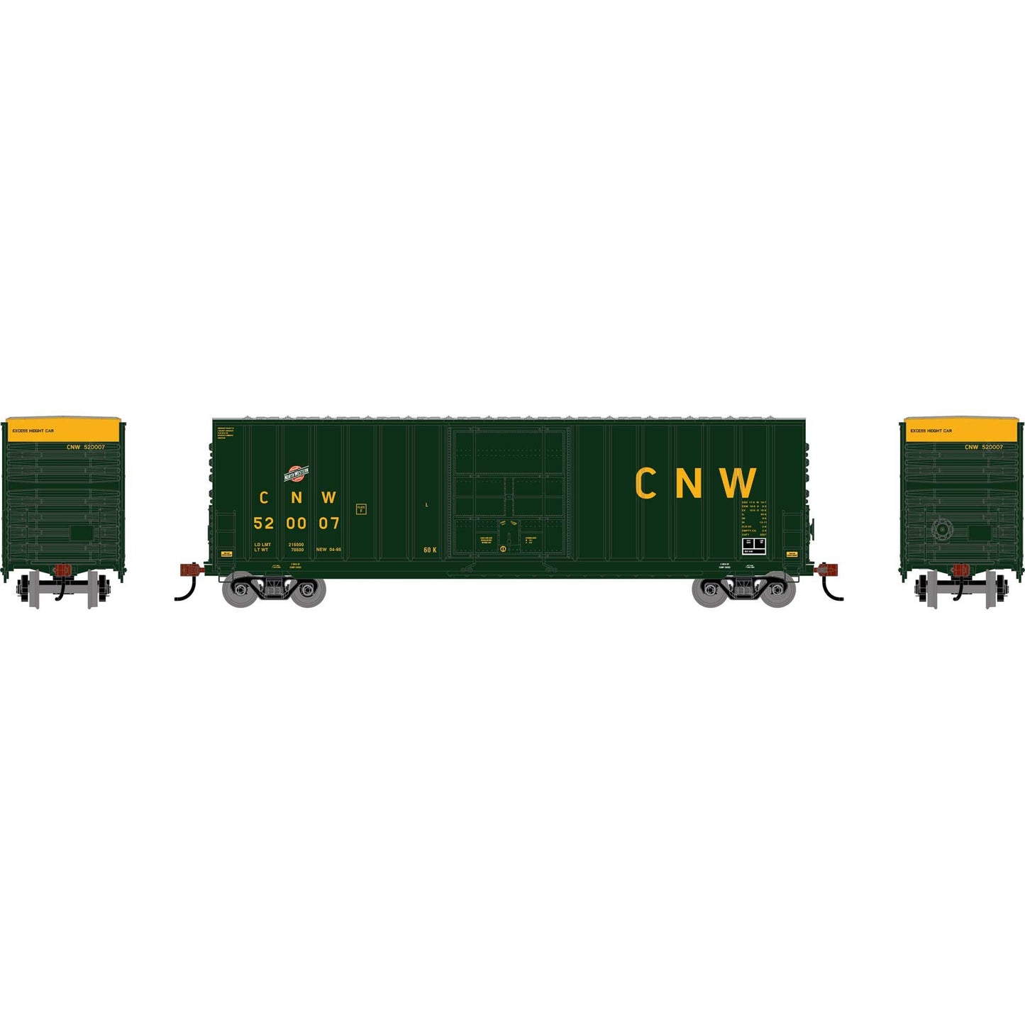 HO RND GATX 50' High-Cube Single Plug Rib-Side Box Car CNW #520007 (RND-2733)