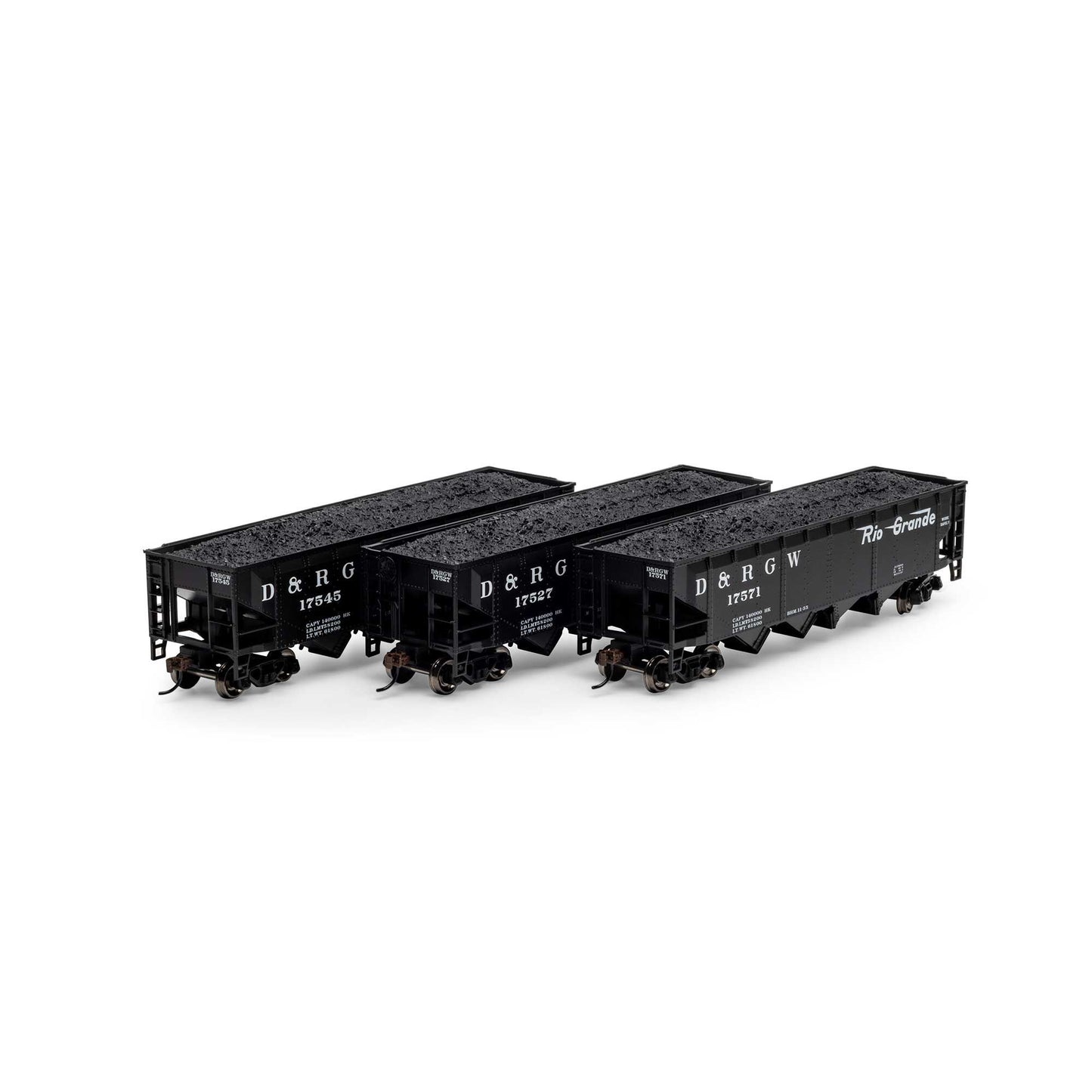 HO 40' 4-Bay Offset Hopper with Load, D&RGW Plastic Model (RND88184)