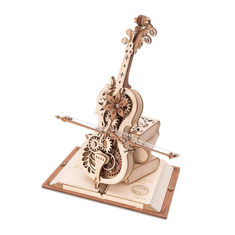 Magic Cello Mechanical Music Box Working Wooden Model Kit (ROEAMK63)