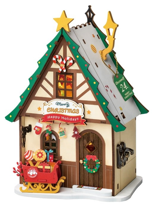 Twinkling Christmas House Miniature Wooden Model Kit (ROEDS036)