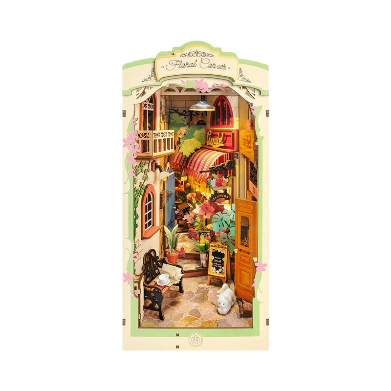 Floral Corner Book Nook Wooden Model Kit (ROETGB09)