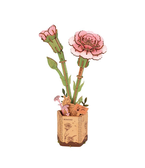 Pink Carnation Bloom Craft Wooden Model Kit (ROETW051)