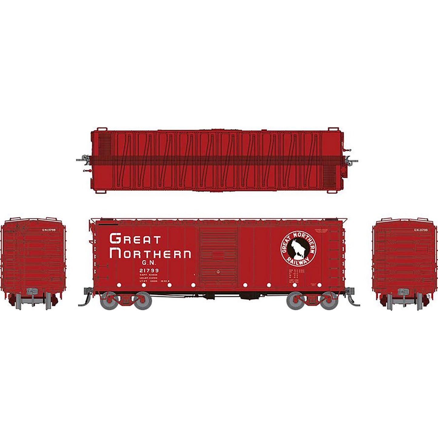 HO GN 40' Boxcar with Early IDNE Chinese Red (RPI155002)