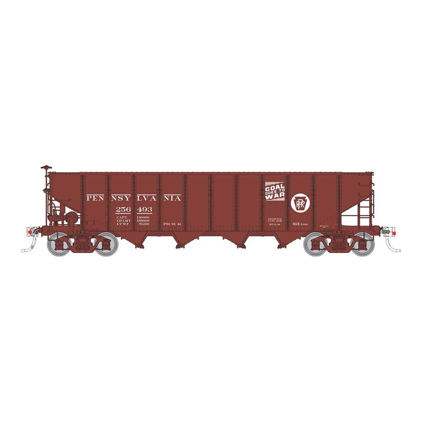 HO H21A 4-Bay Hopper PRR - Red with Circle Keystone Coal Slogan (RPI178004A)