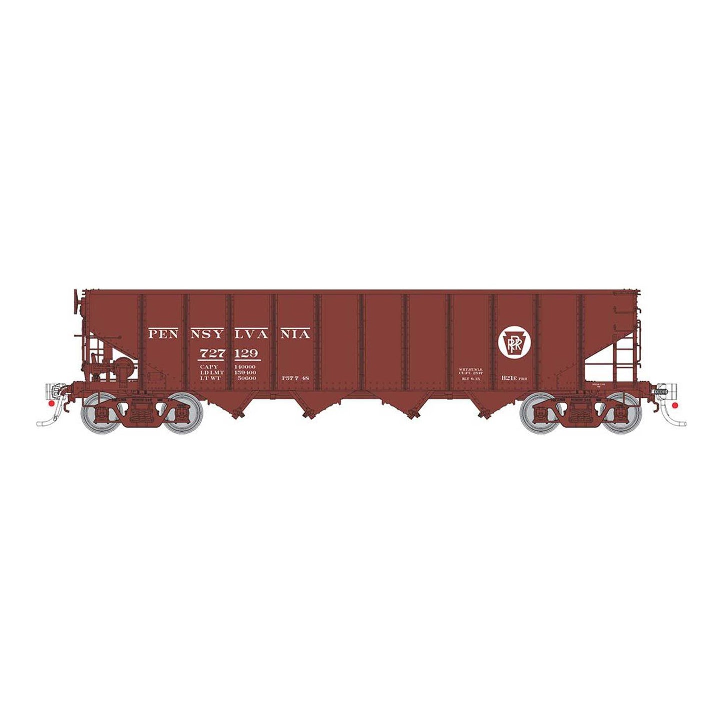 HO H21E 4-Bay Hopper Car PRR Red Circle Keystone (RPI178005)
