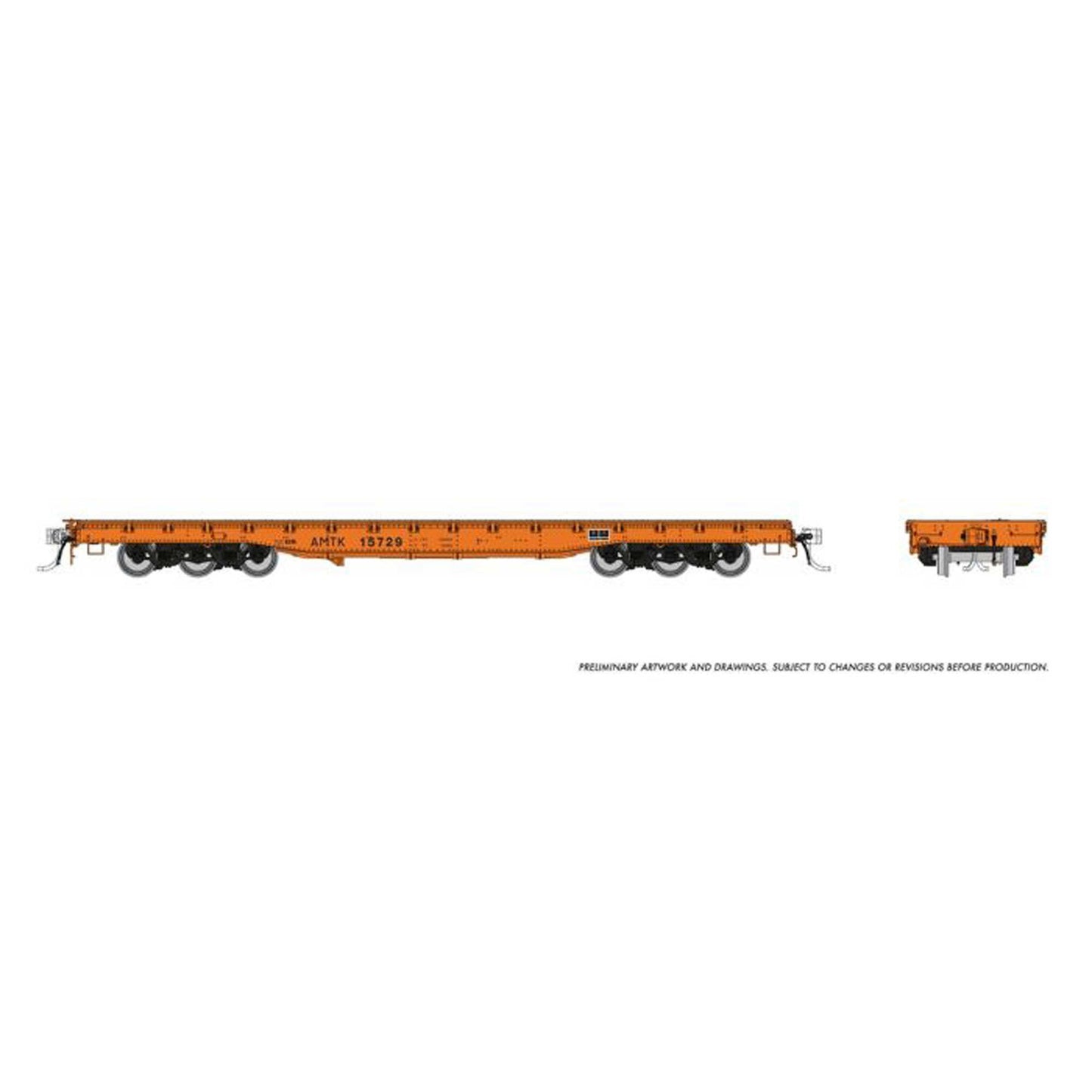 HO Magor 54ft Flatcar Amtrak Orange 3-Pack (RPI199006)