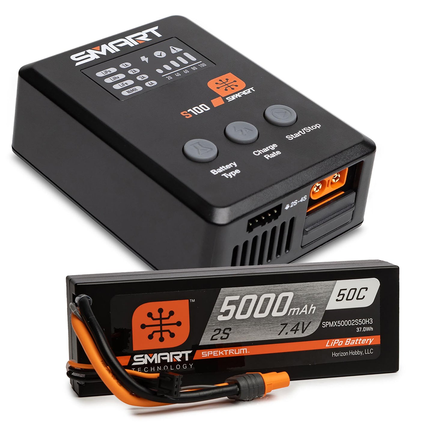 Smart Powerstage Surface Bundle - 5000mAh 7.4V 50C 2S with IC5 Plug and S100 Charger (SPMX-1031)
