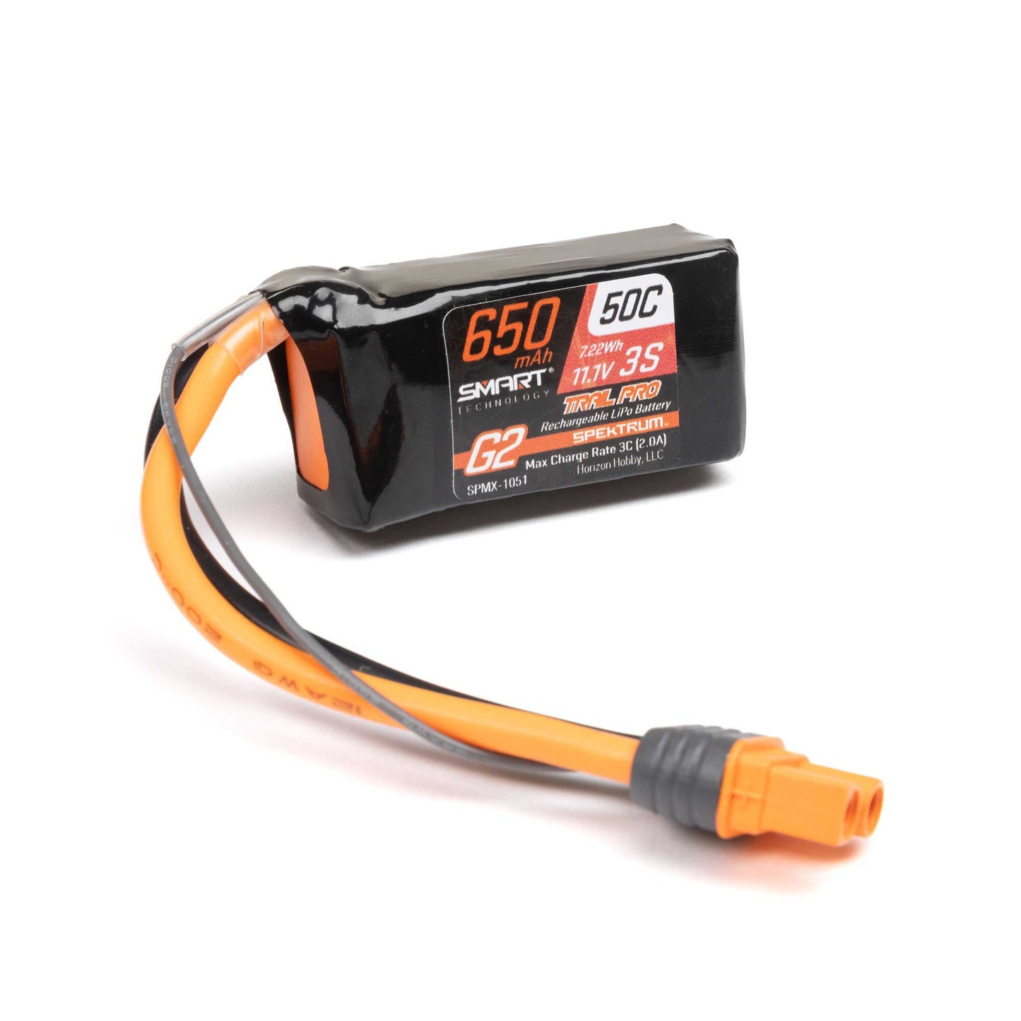 650mAh 11.1V 50C 3SSmart G2 Trail Pro LiPo Battery Pack with IC2 Plug (SPMX-1051)_1