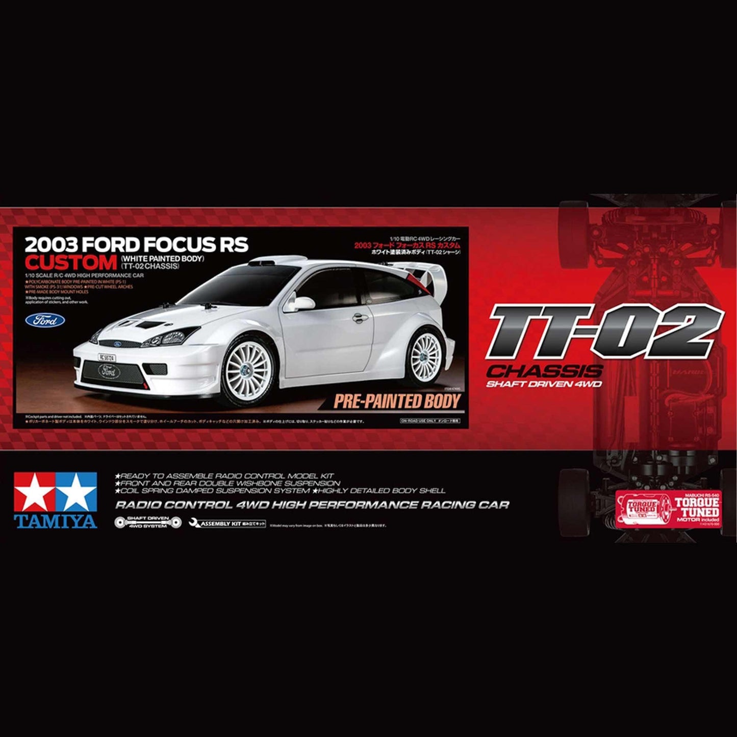 1/10 2003 Ford Focus RS Custom TT-02 Kit with White Painted Body (TAM47495A)