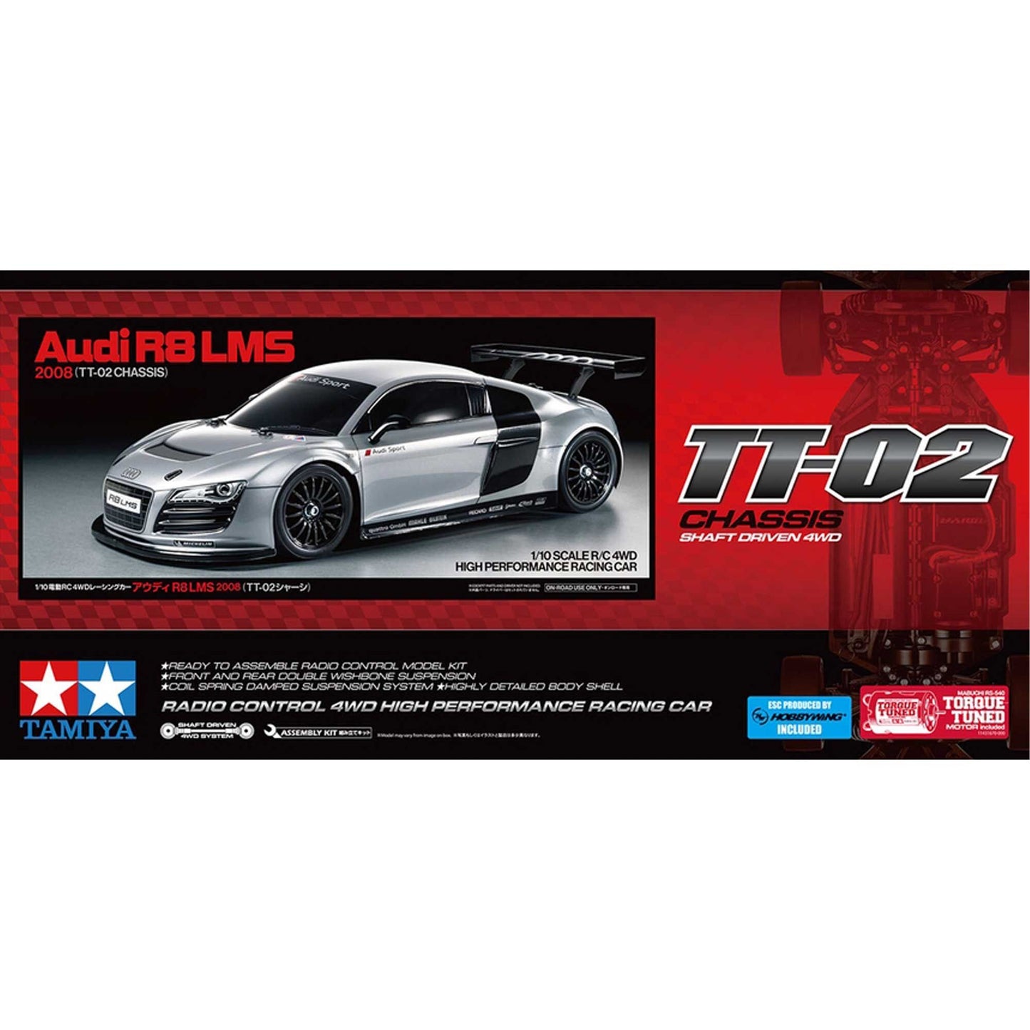 1/10 RC Audi R8 LMS 2008 with TT-02 Chassis (TAM58749)
