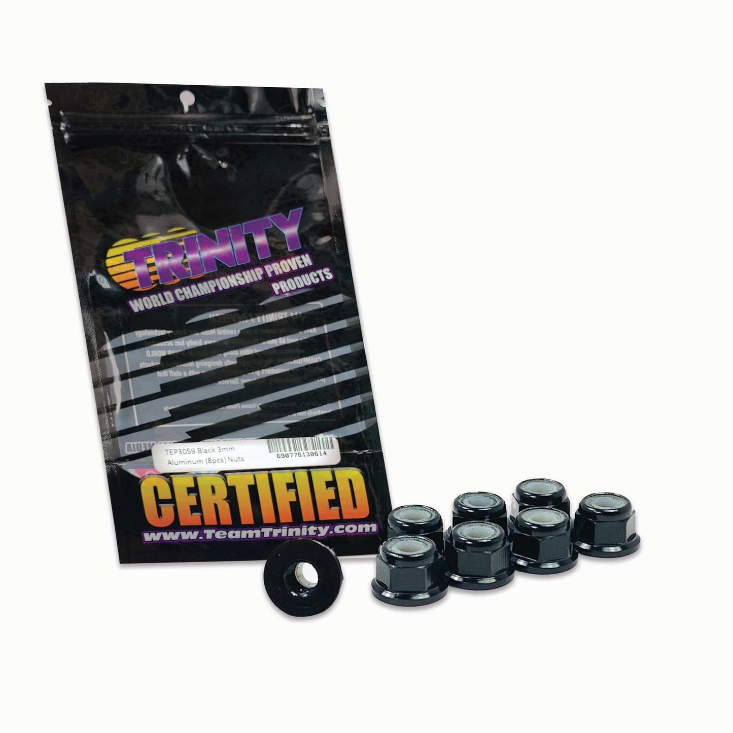 3mm Black Aluminum Flanged Locknuts (8 Pack) (TEP3059)