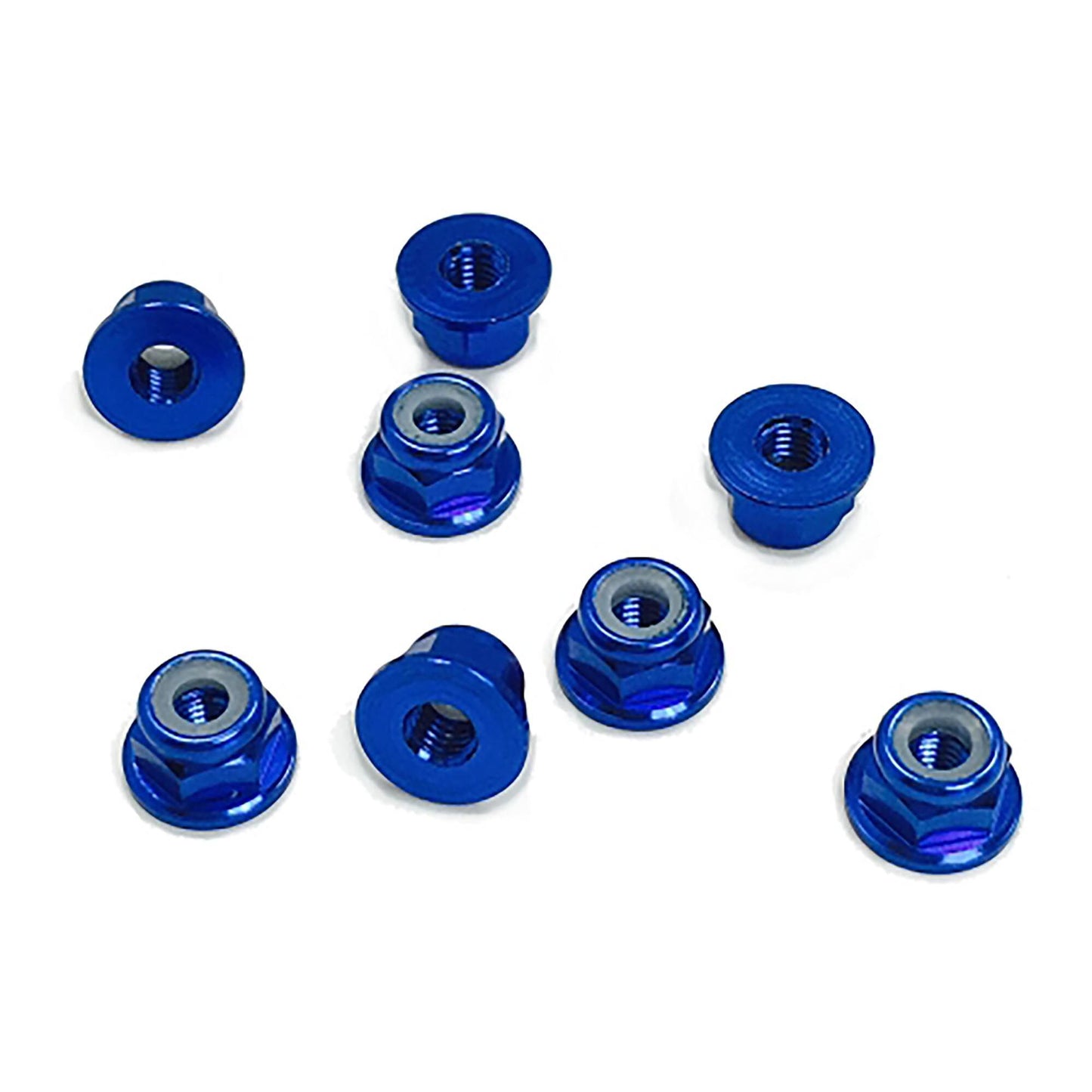 3mm Aluminum Flanged Locknut Blue Pack of 8 (TEP3064)