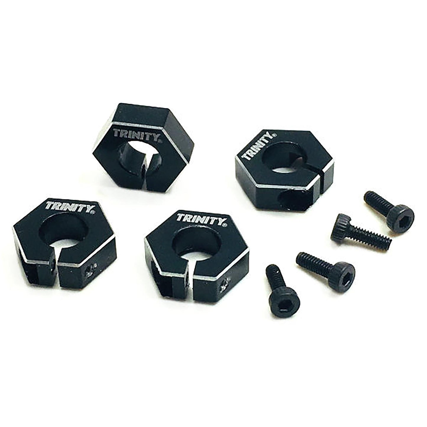 Clamping Aluminum Wheel Hexes for Tekno EB410 (Black, 4 Pack) (TEP3095)