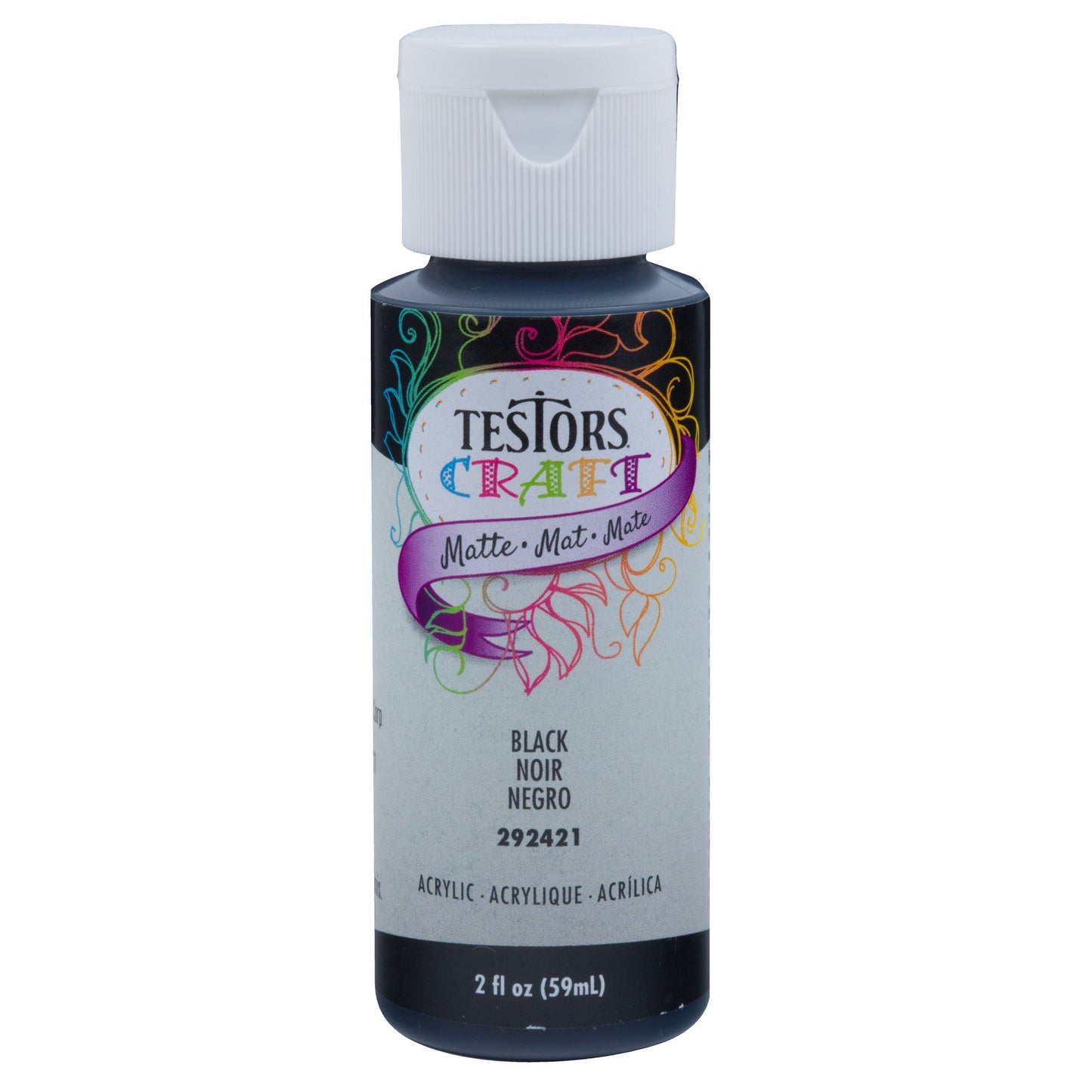 Testors Acrylic Craft Paint Matte Black 2oz (TES292421A)
