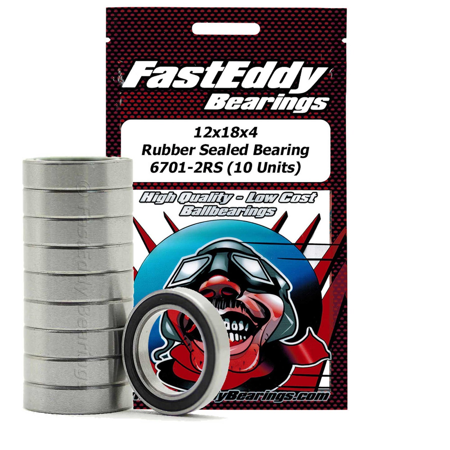 12x18x4 Rubber Sealed Bearing 6701-2RS (Pack of 10) (TFE270)