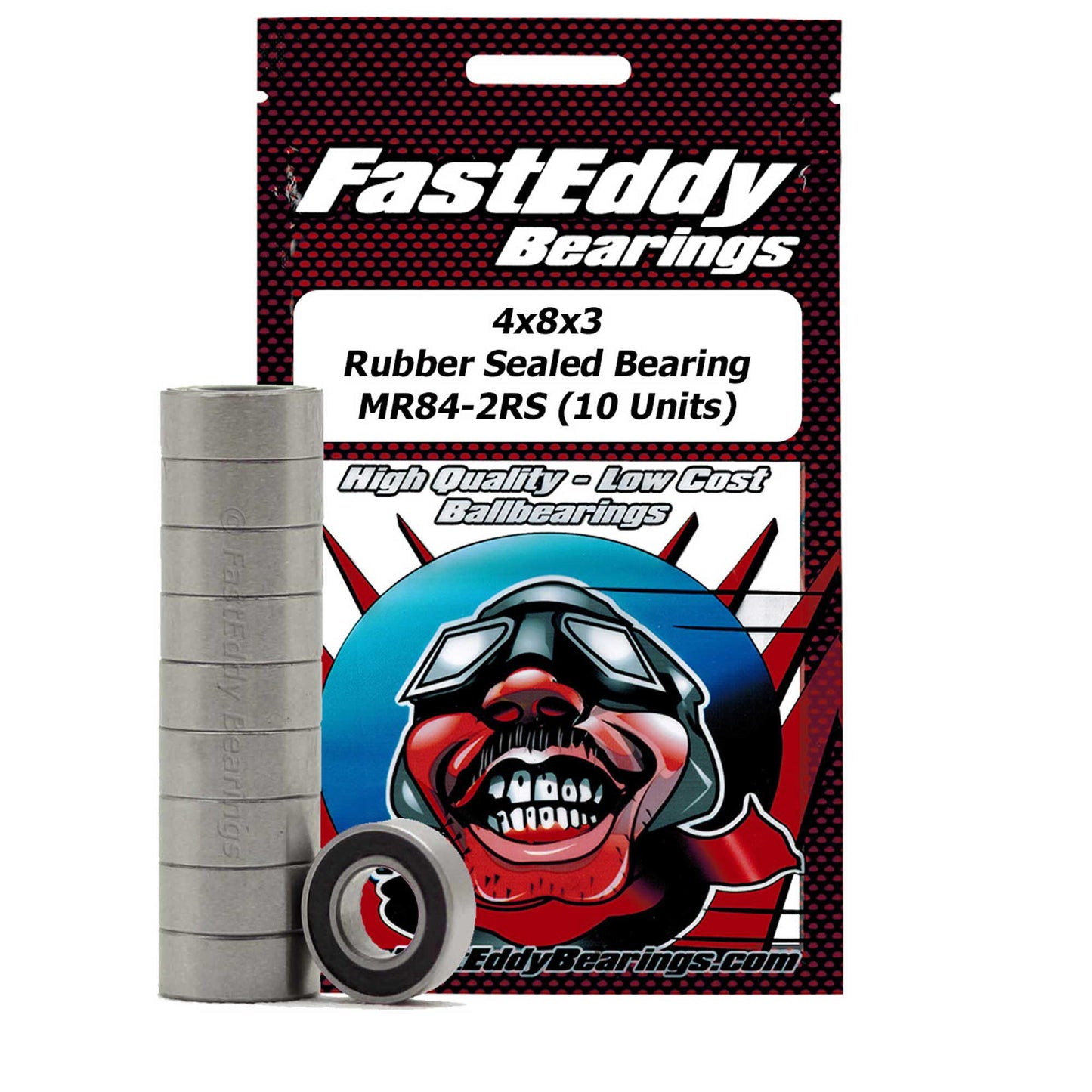4x8x3 Rubber Sealed Bearing MR84-2RS (10 Pack) (TFE279)