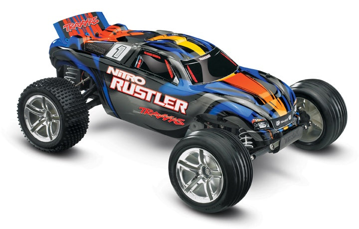 1/10 Nitro Rustler Ready to Run (Silver/Blue) (TRA44096-3-SBLU)