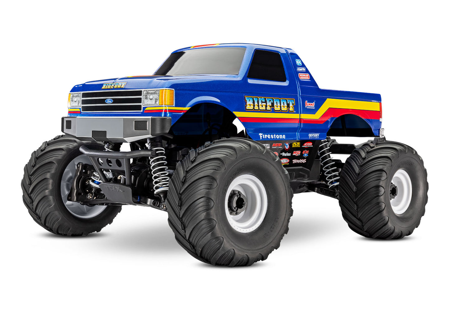 An action shot of the 1/10 Bigfoot 4x4 BL-2S Ready to Run (TRA67134-4).